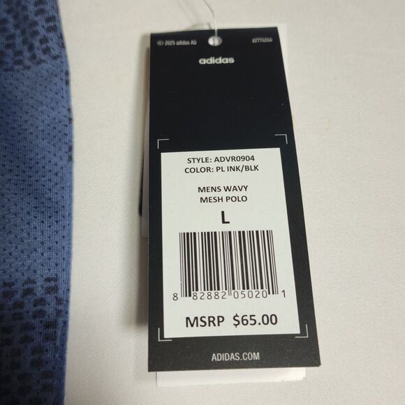 New Adidas Golf men's $65 WAVY MESH Polo Shirt Size Large Dusty Blue PL Ink BLK - Picture 3 of 8